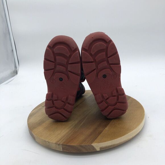 Kamik Snow bug Snow Boots Boys 9 Black Red Mid-Calf Pull On Space Rocket - Picture 6 of 8